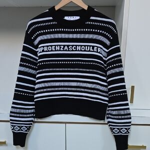 Proenza Schouler Womens Monochrome Patterned Crewneck Sweater Size L